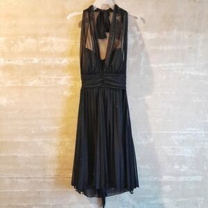 337a. black sparkly vintage Speechless y2k 2010s formal halter dress, S